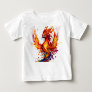 Phoenix i Flames vattenfärgsdesign T Shirt