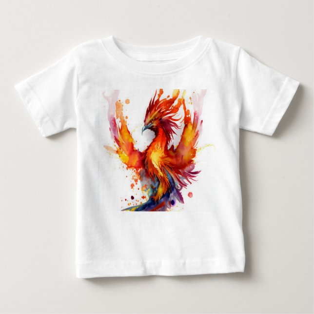 Phoenix i Flames vattenfärgsdesign T Shirt (Framsida)