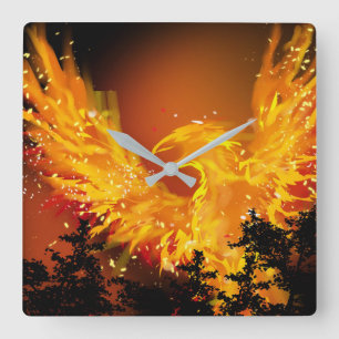 Phoenix in Flight Clock Fyrkantig Klocka