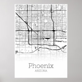 Phoenix Karta - Arizona AZ - City Karta Poster