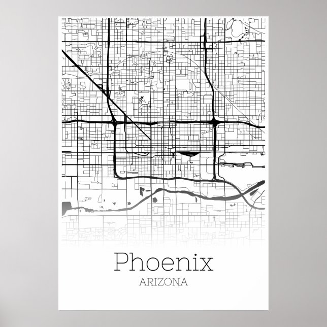 Phoenix Karta - Arizona AZ - City Karta Poster (Framsidan)