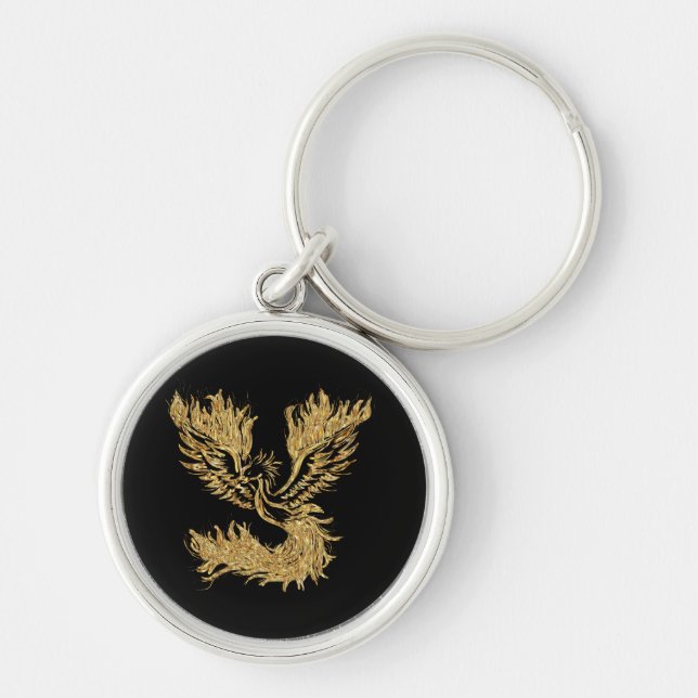 Phoenix Keychain Rund Silverfärgad Nyckelring (Framsidan)