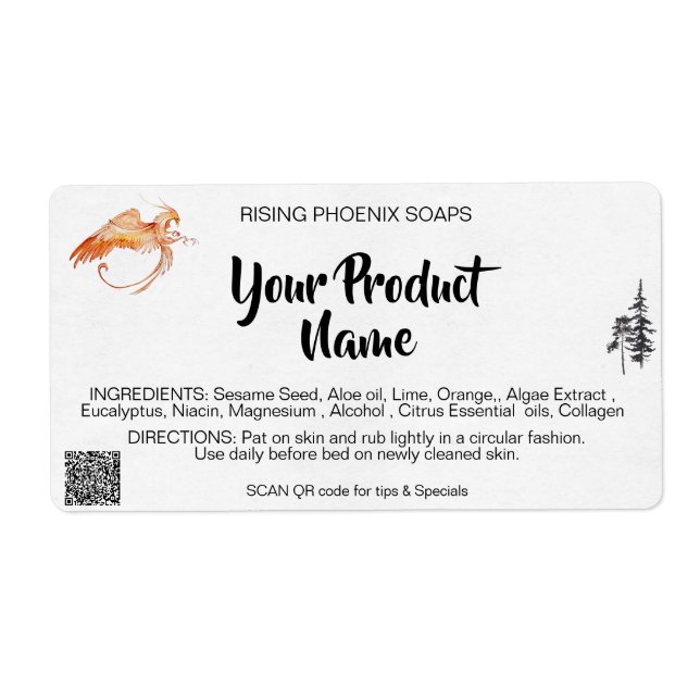 *~* Phoenix Kroppskräm Ansikte Badsåpa QR Fraktsedel (Framsidan)
