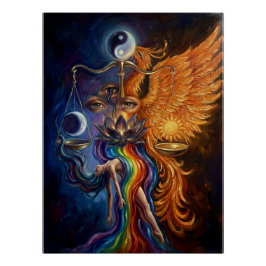 Phoenix & Lotus Andlig Konst Perfect Poster