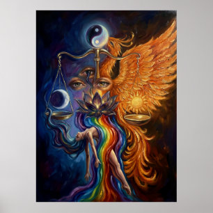 Phoenix & Lotus Andlig Konstaffisch Poster
