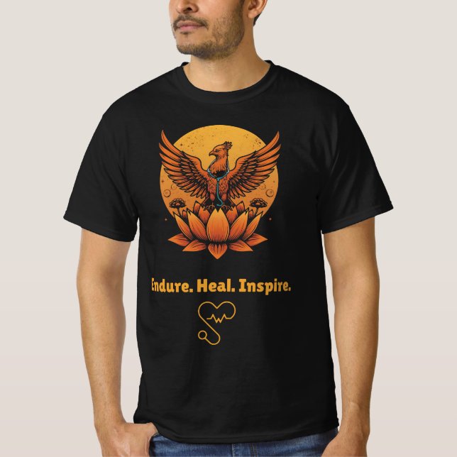 Phoenix Lotus Måne - Endure. Heal. Inspire. Resili T Shirt (Framsida)