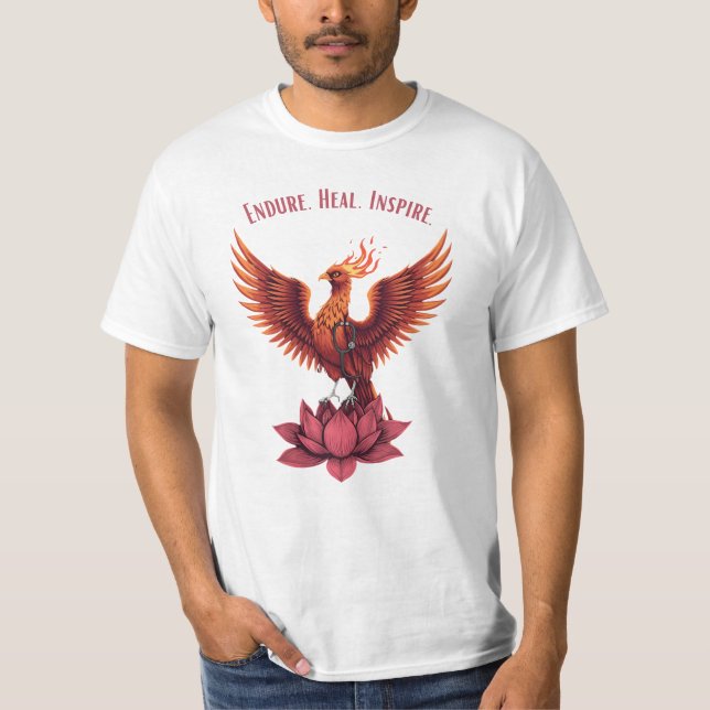Phoenix Lotus Måne - Endure. Heal. Inspire T Shirt (Framsida)