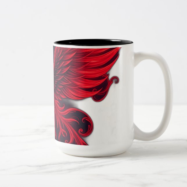 Phoenix med Gothic Spires och Swirls Två-Tonad Mugg (Höger)
