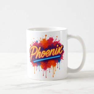 Phoenix Neon Graffiti - Retro Street Art Glow Mugg