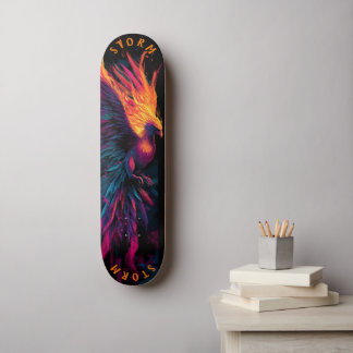 Phoenix Neon Graffiti Street Art - Begränsad Editi Mini Skateboard Bräda 18,5 Cm