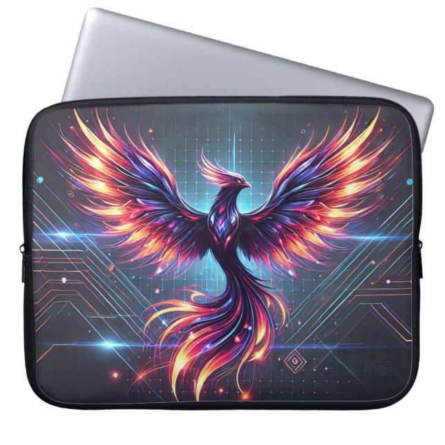 "Phoenix Neon Laptop sleeve - Futuristiska 15" (Framsidan)