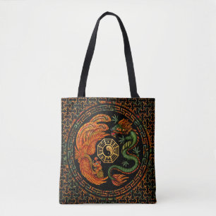 Phoenix och Dragon med bagua #2 Tygkasse