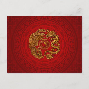 Phoenix och Dragon med bagua #4 Vykort