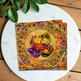 Phoenix och Dragon Ornament Fyrkantigt Visitkort