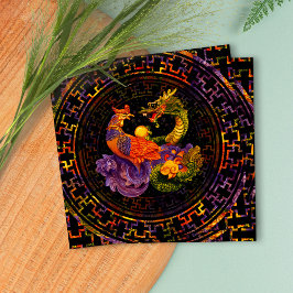 Phoenix och Dragon Ornament Fyrkantigt Visitkort