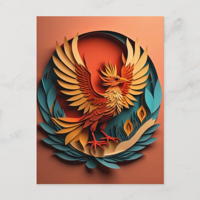 Phoenix Papperskonst Design T-shirt  Vykort (Framsida)