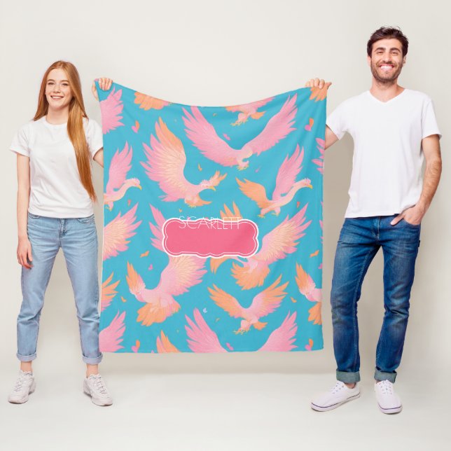 Phoenix Pastel Colorful Personlig Mönster Fleecefilt (På plats)