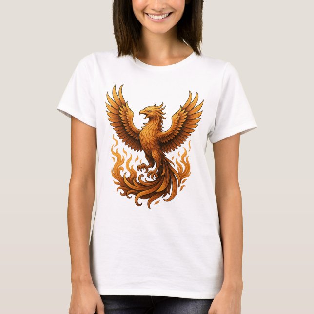 Phoenix Reborn - Stiga upp i Guld T Shirt (Framsida)