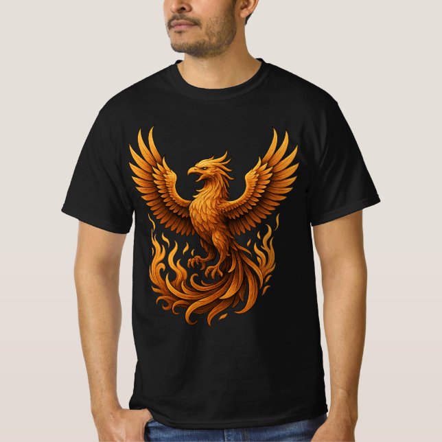 Phoenix Reborn - Stiga upp i Guld T Shirt (Framsida)