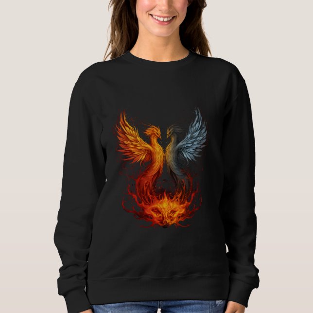 Phoenix Rejuvenation Mythical Bird Artwork Reborn T Shirt (Framsida)