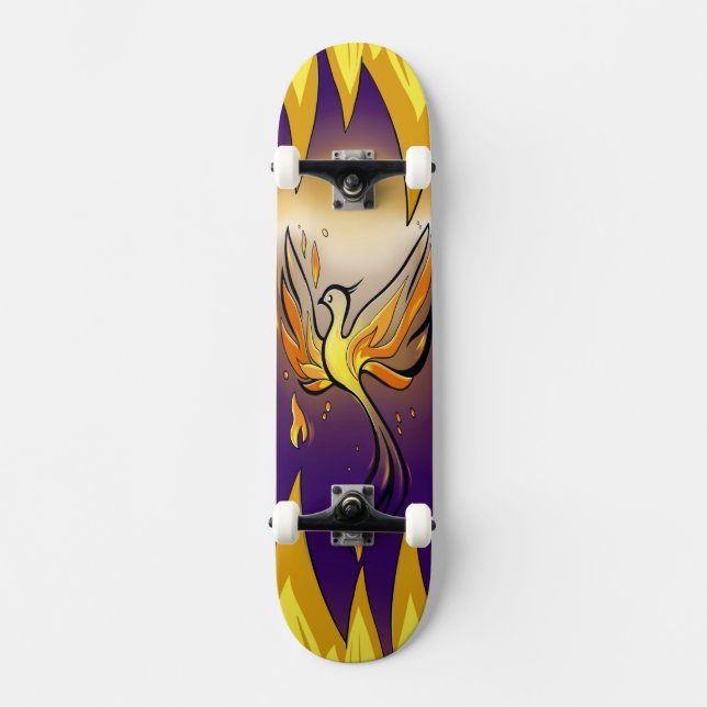 Phoenix Rise – Minimal Flame Skateboard (Framsida)