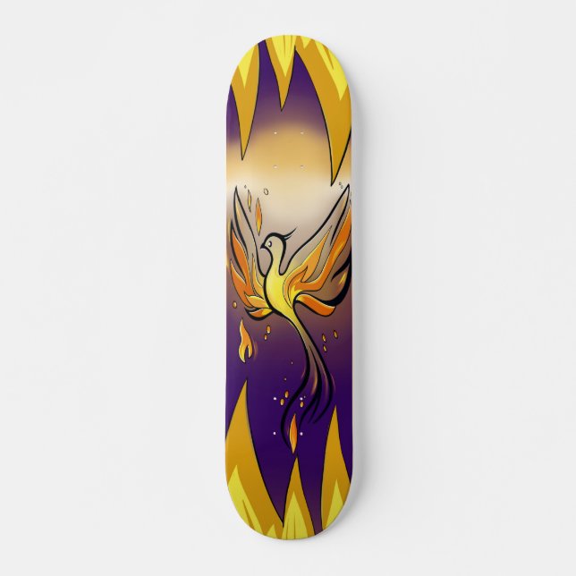 Phoenix Rise – Minimal Flame Skateboard (Framsida)