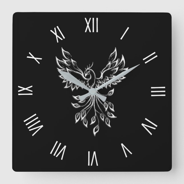 Phoenix Rises på Black Fyrkantig Klocka (Framsida)