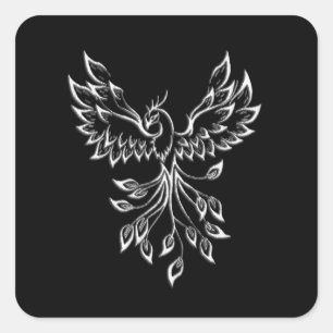 Phoenix Rises på Black Fyrkantigt Klistermärke