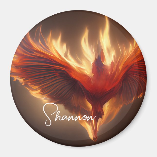 Phoenix Rising Namn Inspirerande Styrka Magnet (Framsidan)