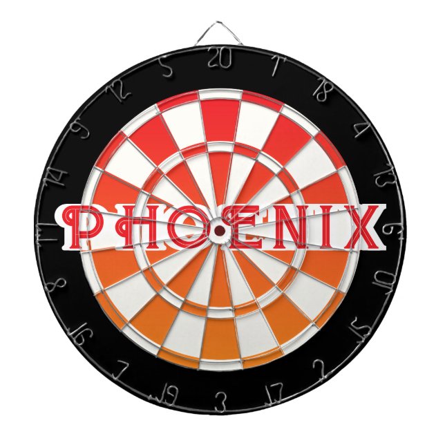 PHOENIX röd text på röd Orange svart och vit Darttavla (Framsidan)