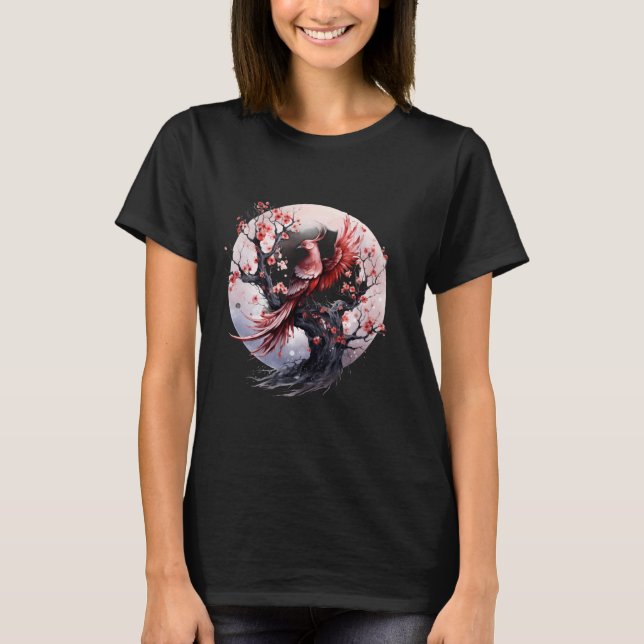 Phoenix Sakura Träd Fire Phoenix Bird Mythical Bir T Shirt (Framsida)