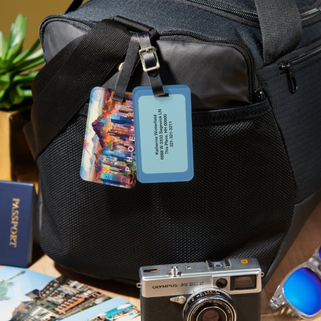 Phoenix Skyline Abstrakt Art Bagagebricka (Fram & Baksida)