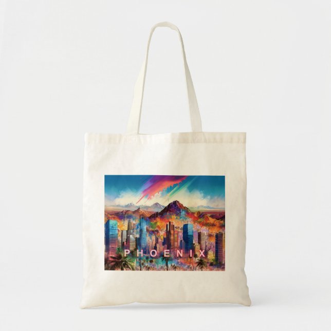 Phoenix Skyline Abstrakt Art Tygkasse (Framsidan)