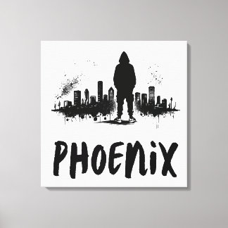Phoenix Skyline Bläck Splatter Canvas Art