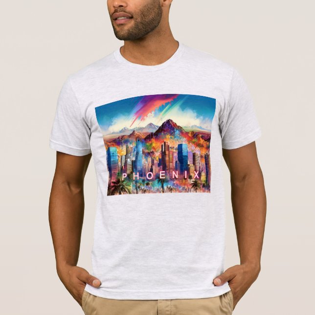 Phoenix Skyline Graffiti Art T Shirt (Framsida)