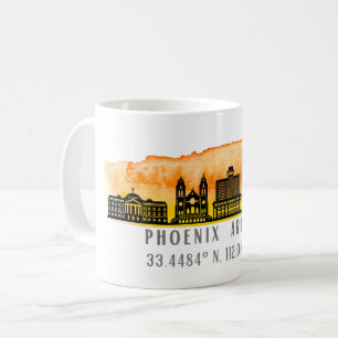 Phoenix Skyline Karta Coordinates Kaffemugg