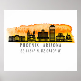 Phoenix Skyline Karta Coordinates Poster