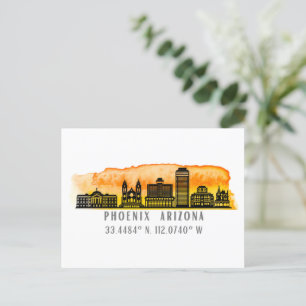 Phoenix Skyline Karta Coordinates Vykort