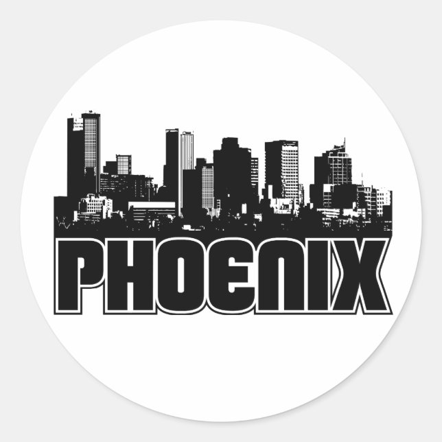 Phoenix Skyline Runt Klistermärke (Framsida)