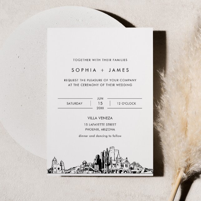 Phoenix Skyline Wedding-inbjudan med foto Inbjudningar (Skapare uppladdad)