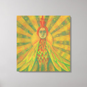 Phoenix Sol Bird Woman Goddess Fantasy Surrealism Canvastryck