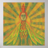 Phoenix Sol Bird Woman Goddess Fantasy Surrealism