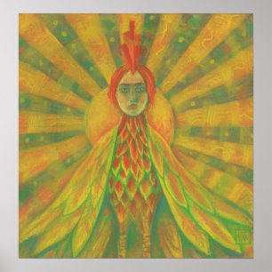 Phoenix Sol Bird Woman Goddess Fantasy Surrealism Poster