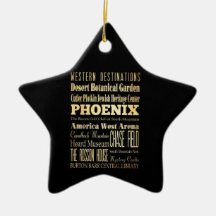 Phoenix stad av Arizona statlig typografikonst Julgransprydnad Keramik