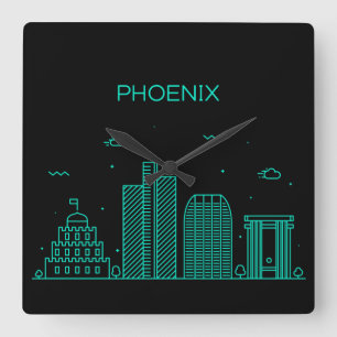 Phoenix stadsbild fyrkantig klocka