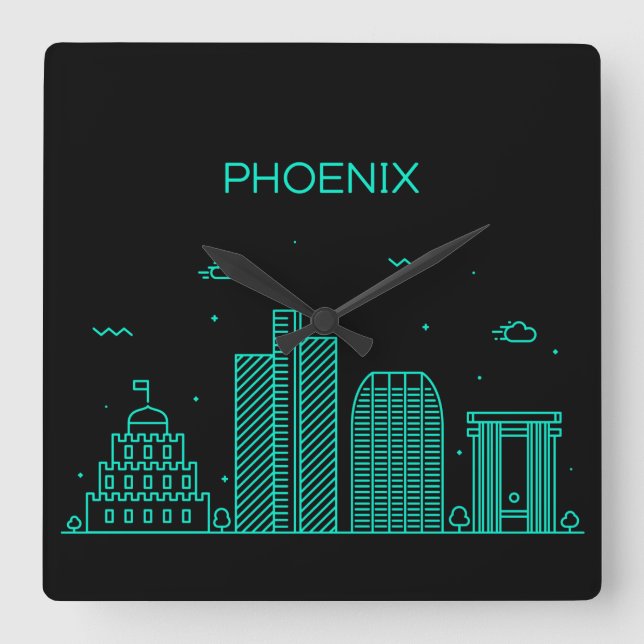 Phoenix stadsbild fyrkantig klocka (Framsida)