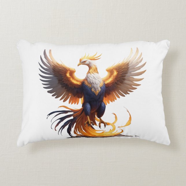 Phoenix Stiga upp Hoodie 🔥 Mythical Fire Bird Swe Prydnadskudde (Framsidan)