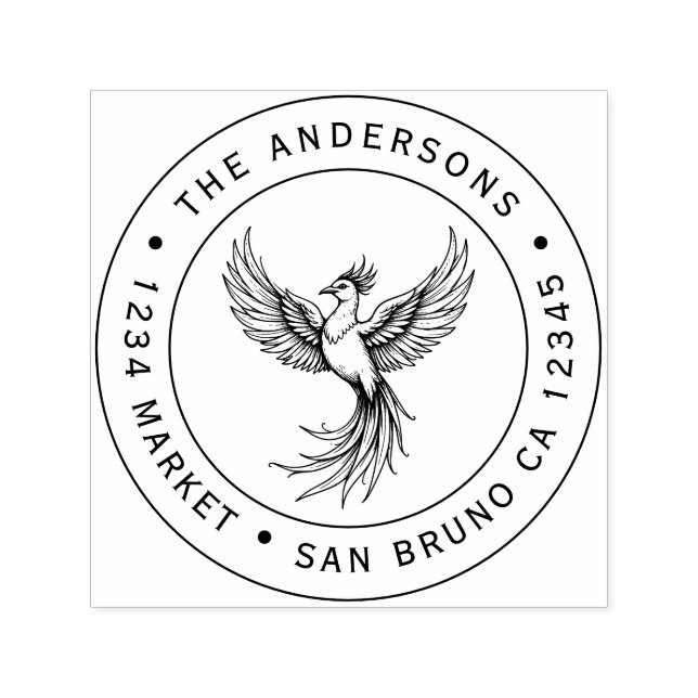 Phoenix Stigning Adress Frimärke Självfärgande Stämpel (Design)