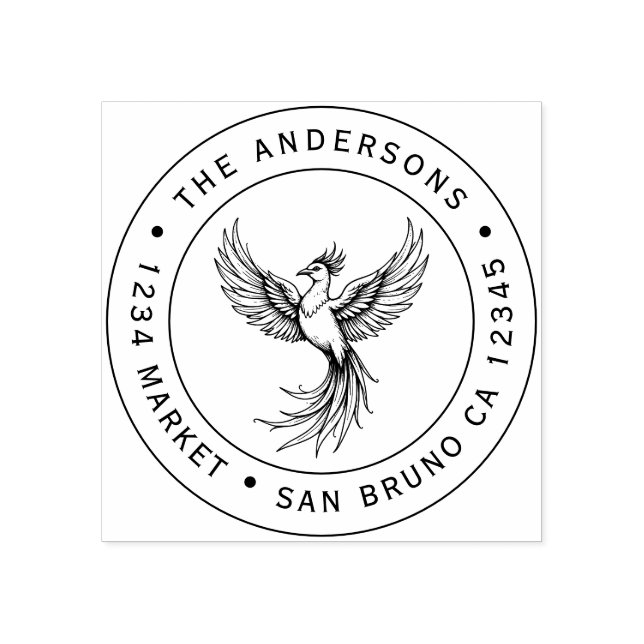 Phoenix Stigning Adress Frimärke Stämpel (Tryck)