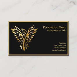 Phoenix Stigning Black & Guld Elegant Visitkort
